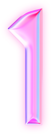 3D Liquified Pink Holographic Number 1